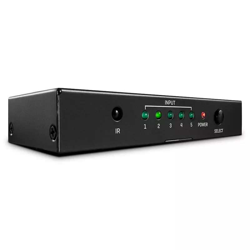 Lindy 5 prievadų HDMI 18G jungiklis, HDMI, metalas, juodas, 18 Gbit/s, RF, 4K Ultra HD
