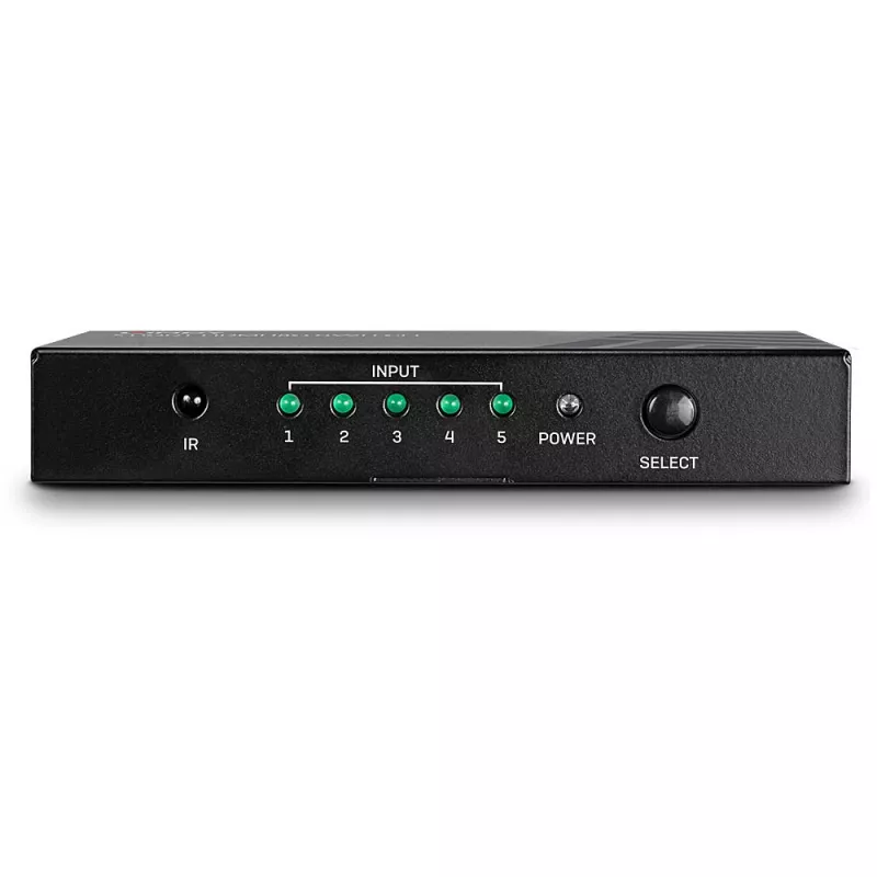 Lindy 5 prievadų HDMI 18G jungiklis, HDMI, metalas, juodas, 18 Gbit/s, RF, 4K Ultra HD