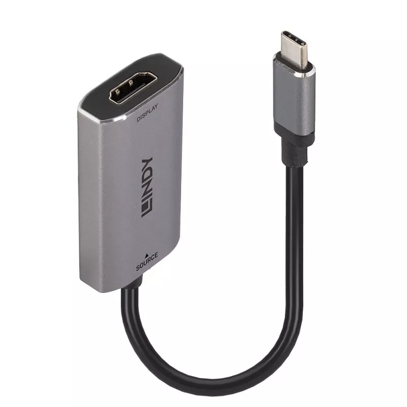 Lindy USB Type C į HDMI 8K60 keitiklis, 0,11 m, USB Type-C, HDMI, vyriška, moteriška, tiesus