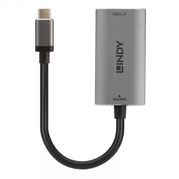 Lindy USB Type C į HDMI 8K60 keitiklis, 0,11 m, USB Type-C, HDMI, vyriška, moteriška, tiesus