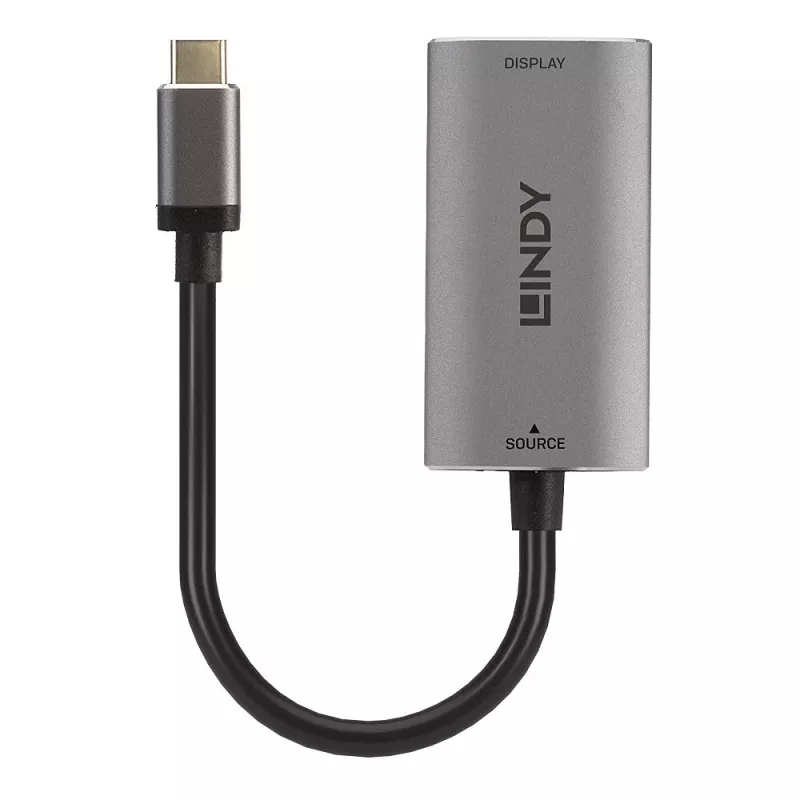 Lindy USB Type C į HDMI 8K60 keitiklis, 0,11 m, USB Type-C, HDMI, vyriška, moteriška, tiesus