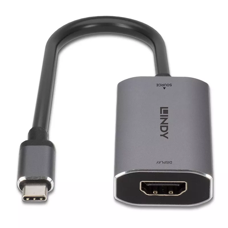 Lindy USB Type C į HDMI 8K60 keitiklis, 0,11 m, USB Type-C, HDMI, vyriška, moteriška, tiesus