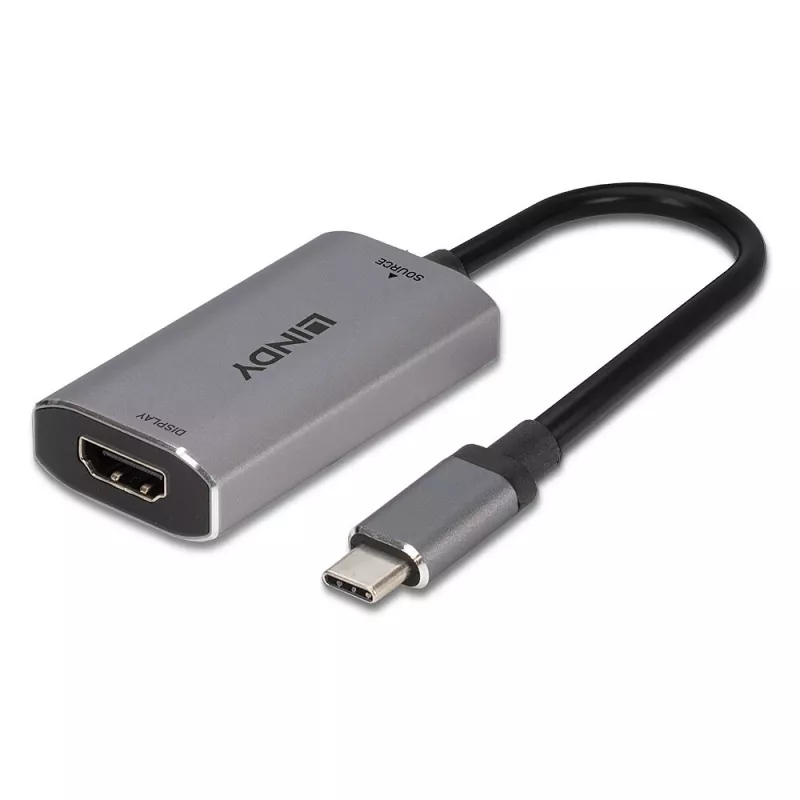 Lindy USB Type C į HDMI 8K60 keitiklis, 0,11 m, USB Type-C, HDMI, vyriška, moteriška, tiesus