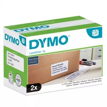 DYMO Authentic LabelWriter didelio našumo siuntimo etiketės | (59 mm x 102 mm) | 2 ritinėliai po 575 lengvai nulupamas etiketes (1 150 siuntimo etikečių) | lipnios | LabelWriter 4XL/5XL etikečių spausdintuvams