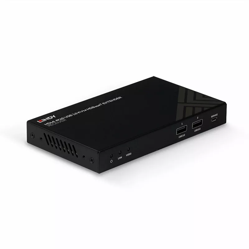 Lindy 150 m Cat.6 HDMI 4K60, IR, RS-232 ir garso HDBaseT KVM plėtiklio imtuvas