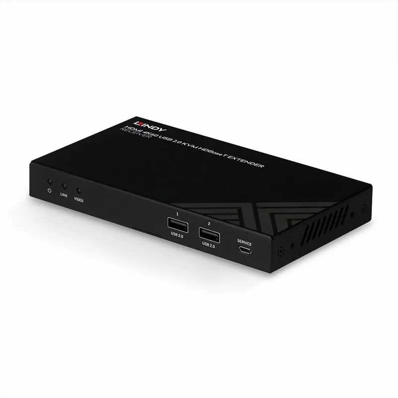 Lindy 150 m Cat.6 HDMI 4K60, IR, RS-232 ir garso HDBaseT KVM plėtiklio imtuvas