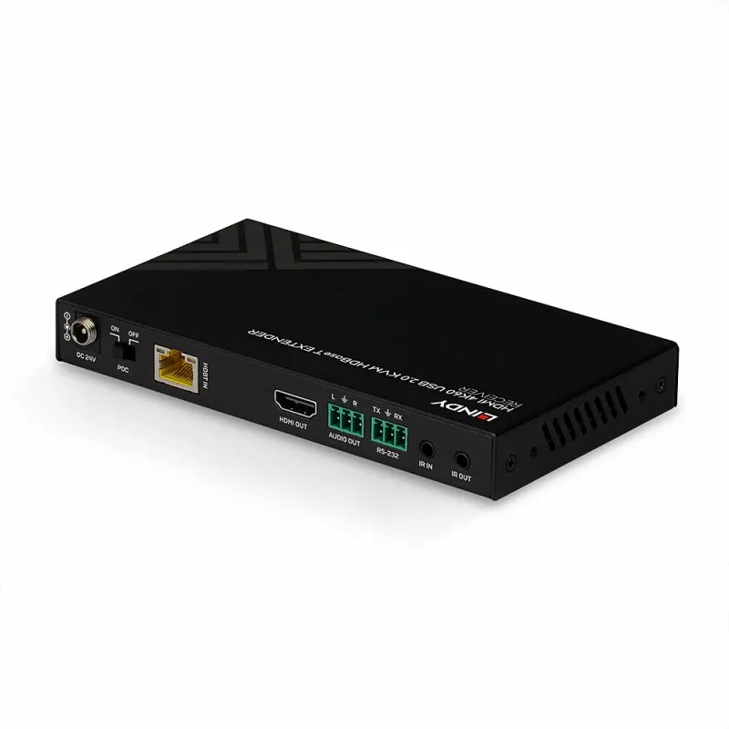 Lindy 150 m Cat.6 HDMI 4K60, IR, RS-232 ir garso HDBaseT KVM plėtiklio imtuvas