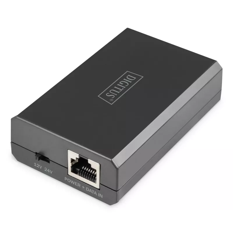 DIGITUS Gigabit Ethernet PoE skirstytuvas 802.3af/at/bt Išvestis: 12V/4.25A 24V/2.125A 51W