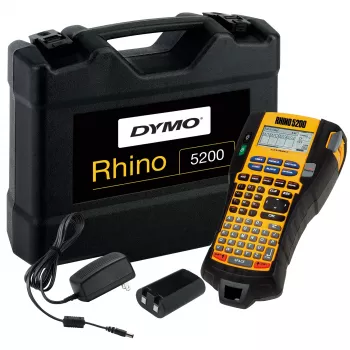 DYMO RHINO 5200 pramoninis etikečių spausdintuvas | Etikečių gamybos mašinos komplektas dėkle | Laiką taupantys spartieji klavišaiSpartaus spausdinimoPatvarus etikečių spausdintuvas darbo vietoms ir sunkiems ženklinimo darbams (EU tipo C kištukas)