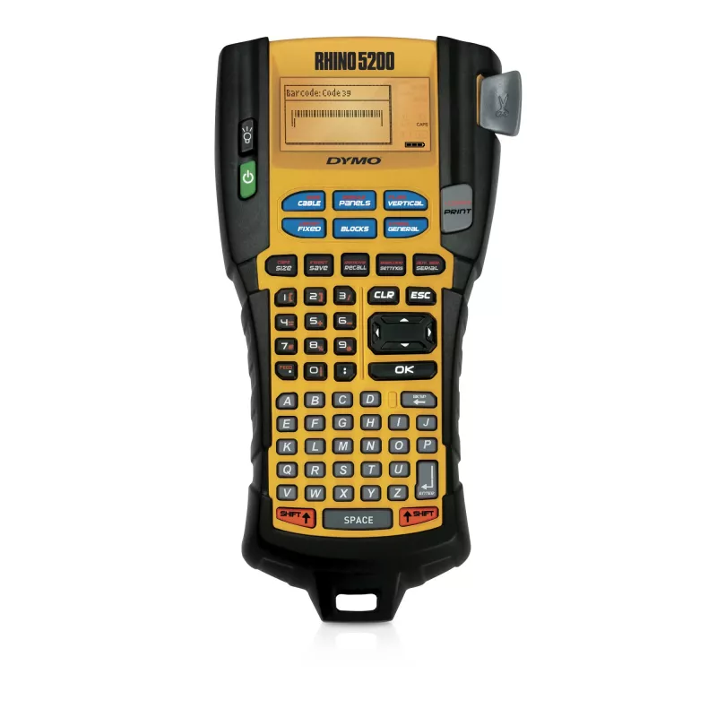 DYMO RHINO 5200 pramoninis etikečių spausdintuvas | Etikečių gamybos mašinos komplektas dėkle | Laiką taupantys spartieji klavišaiSpartaus spausdinimoPatvarus etikečių spausdintuvas darbo vietoms ir sunkiems ženklinimo darbams (EU tipo C kištukas)