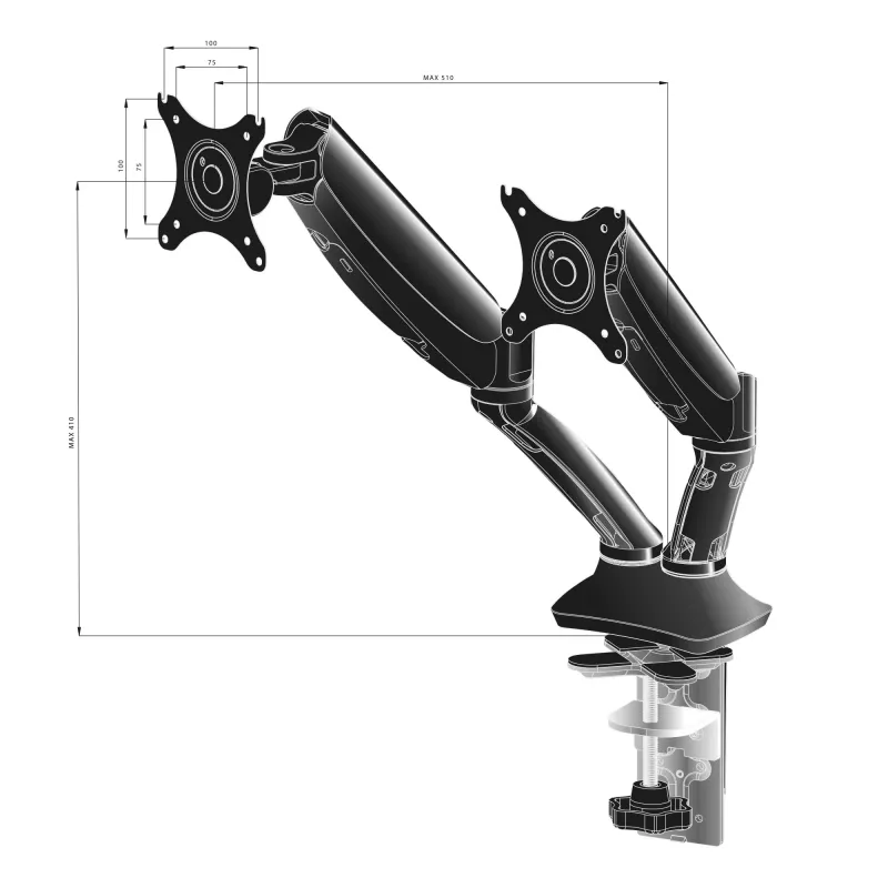 iiyama DS3002C-B1 monitorio laikiklis / stovas 68,6 cm (27 colių) Stalinis Juodas
