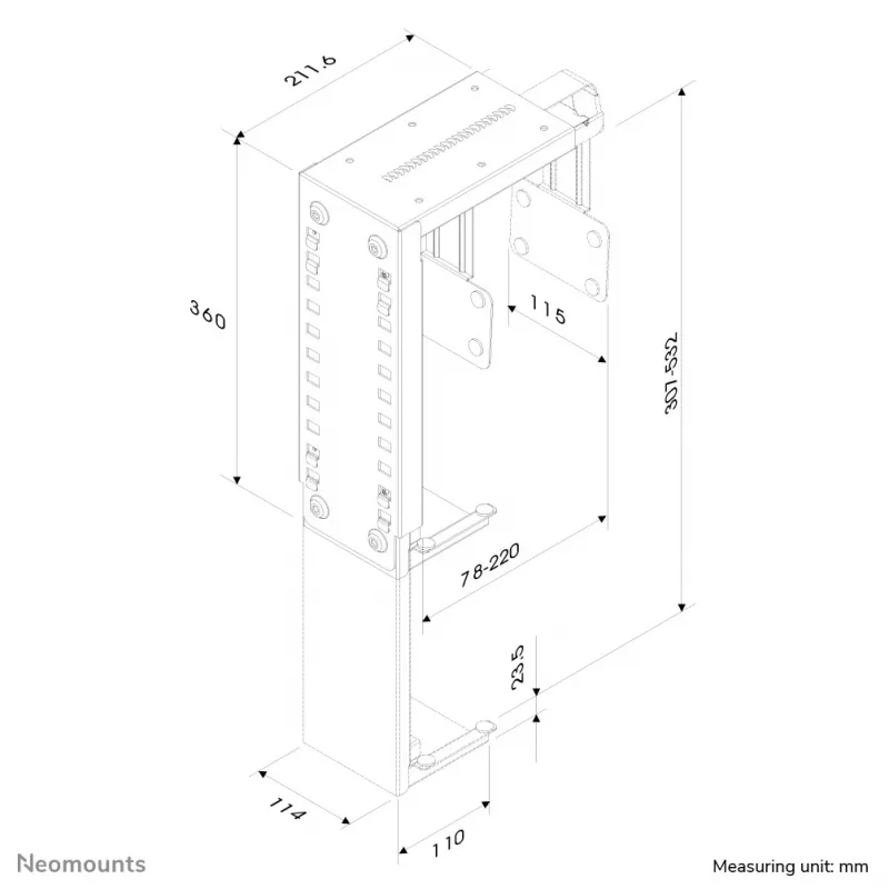 Neomounts CPU-D100Juoda CPU laikiklis - maks. 30 kg - universalus