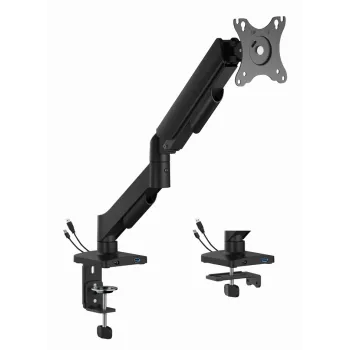 Gembird MA-DA1U-01 reguliuojamas stalo monitoriaus laikiklis su USB prievadais, 17-32 col. (iki 81,3 cm), maks. 9 kg, VESA 75x75/100x100, juodas