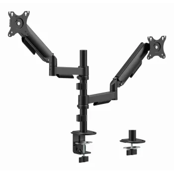 Monitoriaus stalinis laikiklis Gembird MA-DA2P-02 2 ekranams, iki 81,3 cm (32 col.), VESA 75x75–100x100, maks. svoris 9 kg vienam, spaustukas / kiauryminis, juodas