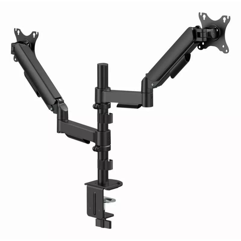 Monitoriaus stalinis laikiklis Gembird MA-DA2P-02 2 ekranams, iki 81,3 cm (32 col.), VESA 75x75–100x100, maks. svoris 9 kg vienam, spaustukas / kiauryminis, juodas