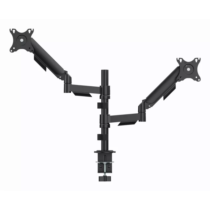 Monitoriaus stalinis laikiklis Gembird MA-DA2P-02 2 ekranams, iki 81,3 cm (32 col.), VESA 75x75–100x100, maks. svoris 9 kg vienam, spaustukas / kiauryminis, juodas