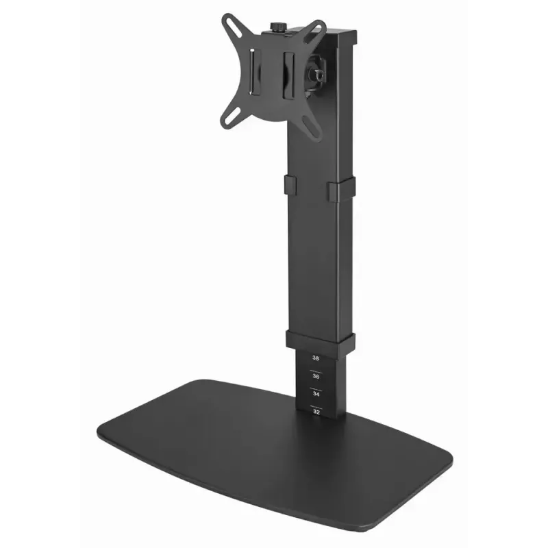 Monitoriaus stalo stovas GEMBIRD MS-D1ST-02 — reguliuojamo aukščio, pilno judesio 17–32 colių ekranams, maks. 8 kg, VESA 75x75–100x100, juodas