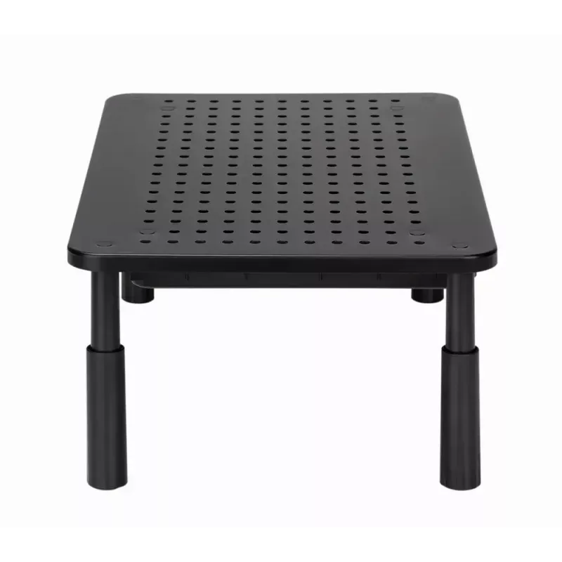 Monitoriaus stovas GEMBIRD MS-TABLE-D-01 — aukščio reguliuojamas darbastalio stovas su 1 stalčiumi, plieninis, 140 mm aukščio, skirtas 1 monitoriui, 20 kg talpos