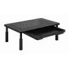 Monitoriaus stovas GEMBIRD MS-TABLE-D-01 — aukščio reguliuojamas darbastalio stovas su 1 stalčiumi, plieninis, 140 mm aukščio, skirtas 1 monitoriui, 20 kg talpos
