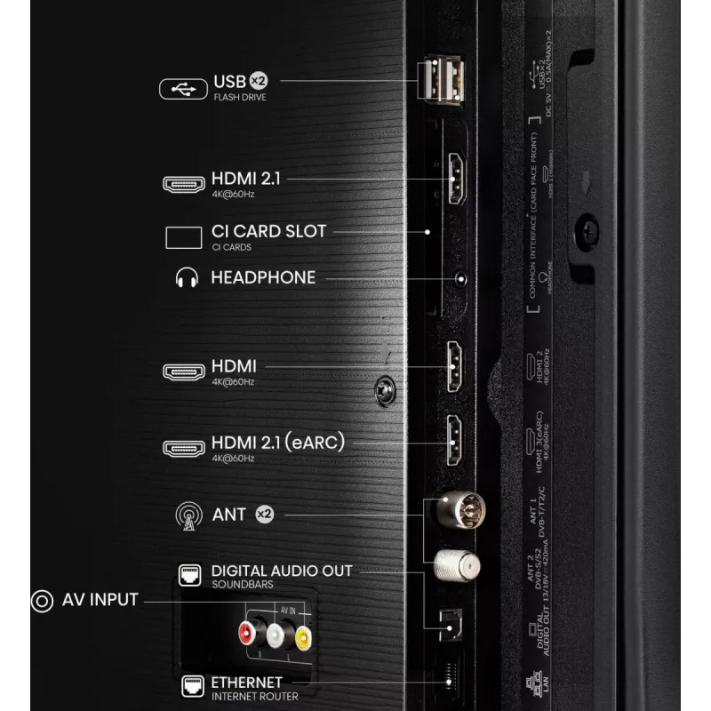 Televizorius Hisense 43A6Q 43 colių 4K Ultra HD LED išmanusis televizorius, VIDAA, HDR10+, Direct-LED, 3×HDMI, Wi‑Fi, Bluetooth