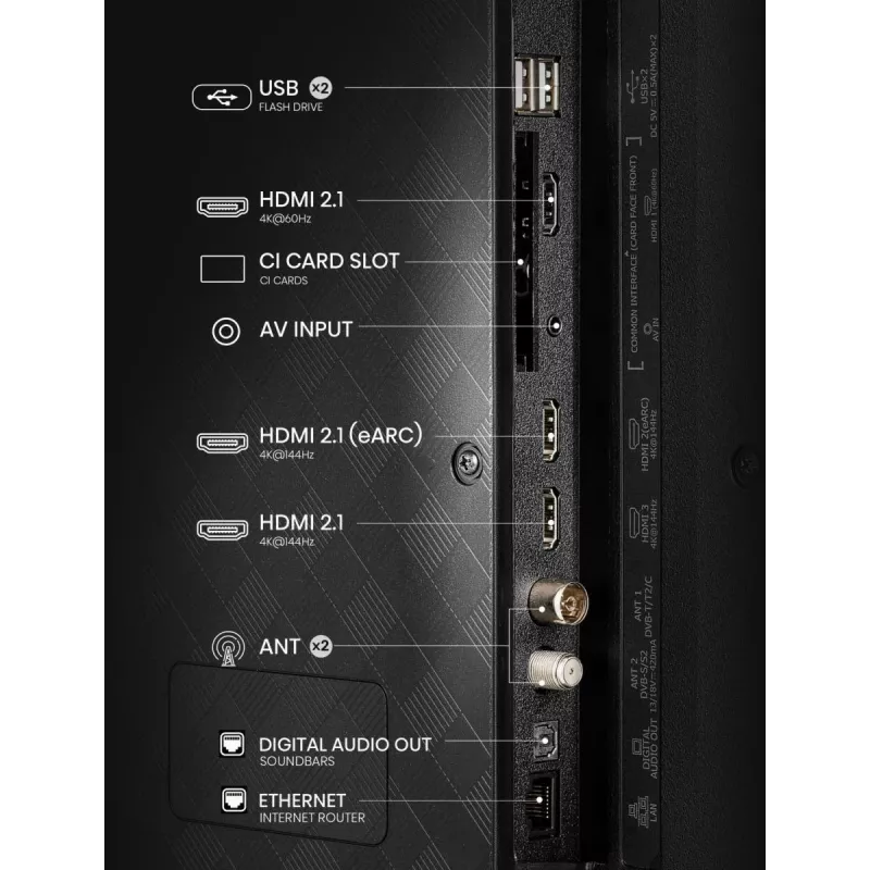 Hisense E7Q PRO 50E7Q PRO 127 cm (50 colių) 4K Ultra HD išmanusis televizorius su Wi-Fi, juodos spalvos