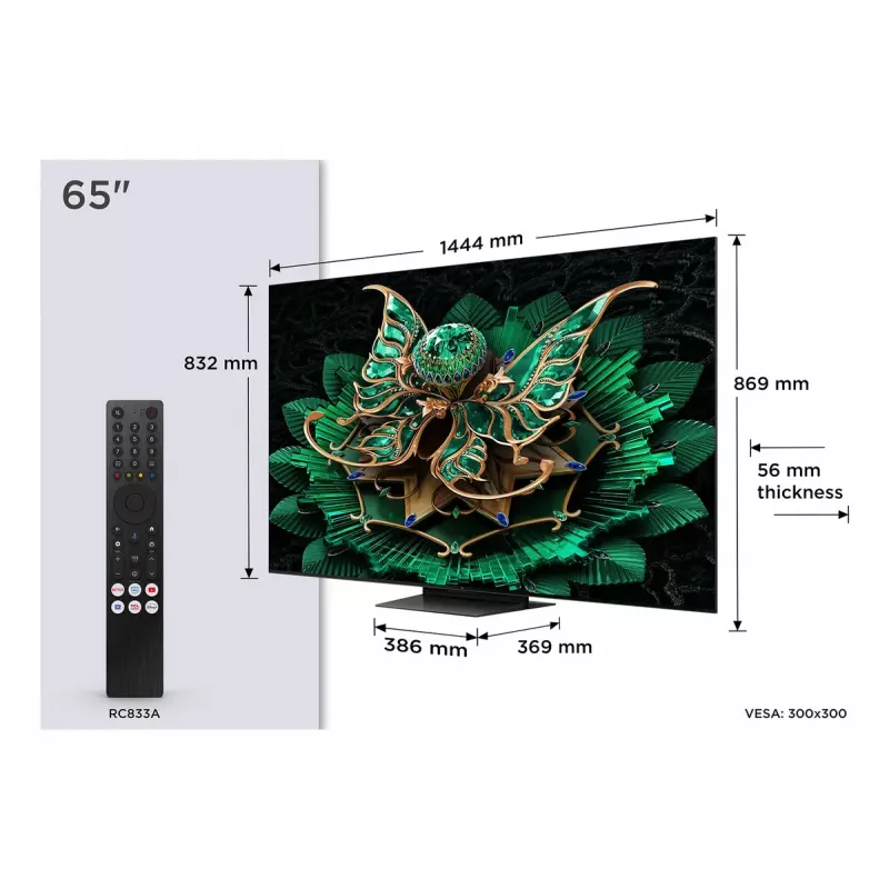 TCL 65C7K televizorius 165,1 cm (65 col.) 4K Ultra HD išmanusis televizorius „Wi-Fi“ metalinis 2600 cd/m²
