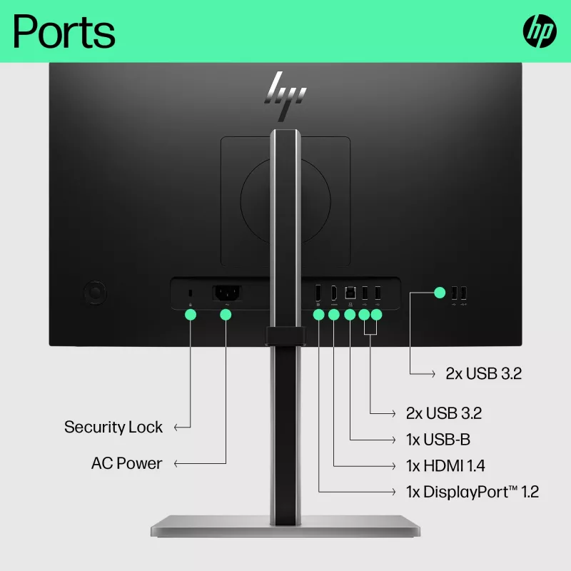 HP E-Series E22 G5 FHD Monitorius, 54,6 cm (21,5 colio), 1920 x 1080 pikselių, Full HD, LCD, 5 ms, juoda, sidabrinė