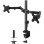 Monitor mount TECHLY ICA-LCD-382-D for 2 displays, desk clamp, up to 27 inch, 20 kg, VESA 75x75–100x100, Juoda