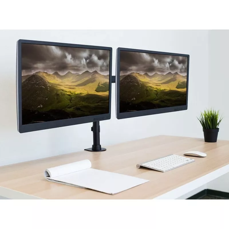 Monitor mount TECHLY ICA-LCD-382-D for 2 displays, desk clamp, up to 27 inch, 20 kg, VESA 75x75–100x100, Juoda