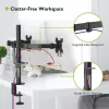Monitor mount TECHLY ICA-LCD-382-D for 2 displays, desk clamp, up to 27 inch, 20 kg, VESA 75x75–100x100, Juoda