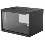 Prie sienos tvirtinamas tinklo stovas INTELLINET 714143 — 6U 19 colių, 540×400×353 mm, cinkuotas plienas, stiklinis priekis, IP20, maks. 50 kg