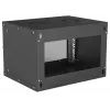Prie sienos tvirtinamas tinklo stovas INTELLINET 714143 — 6U 19 colių, 540×400×353 mm, cinkuotas plienas, stiklinis priekis, IP20, maks. 50 kg