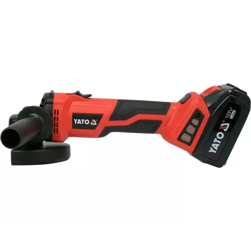 Kampinis šlifuoklis YATO YT-828295, belaidis 18 V, bešepetėlis, 125 mm diskas, 2x 4 Ah Li-Ion baterijos, 1,26 kg