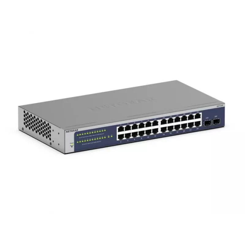 NETGEAR GS724Tv6 Managed L2+/L3 Gigabit Ethernet (10/100/1000) 1U Mėlyna, Pilka