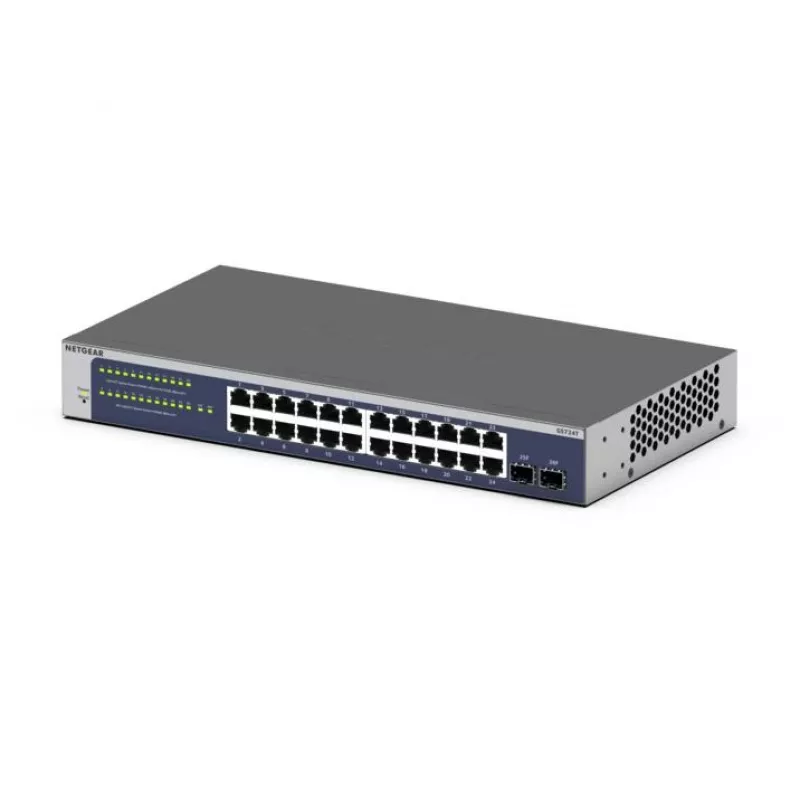 NETGEAR GS724Tv6 Managed L2+/L3 Gigabit Ethernet (10/100/1000) 1U Mėlyna, Pilka
