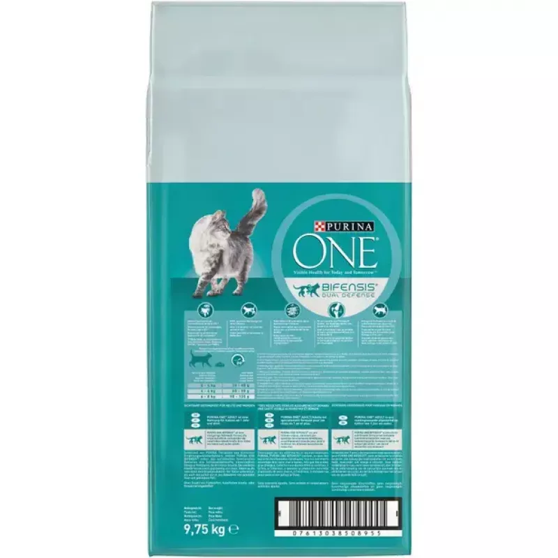 Sausas kačių maistas Purina Nestlé PURINA One 12430964, suaugusioms katėms, su lašiša, 9,75 kg, baltymai 34%, riebalai 14%