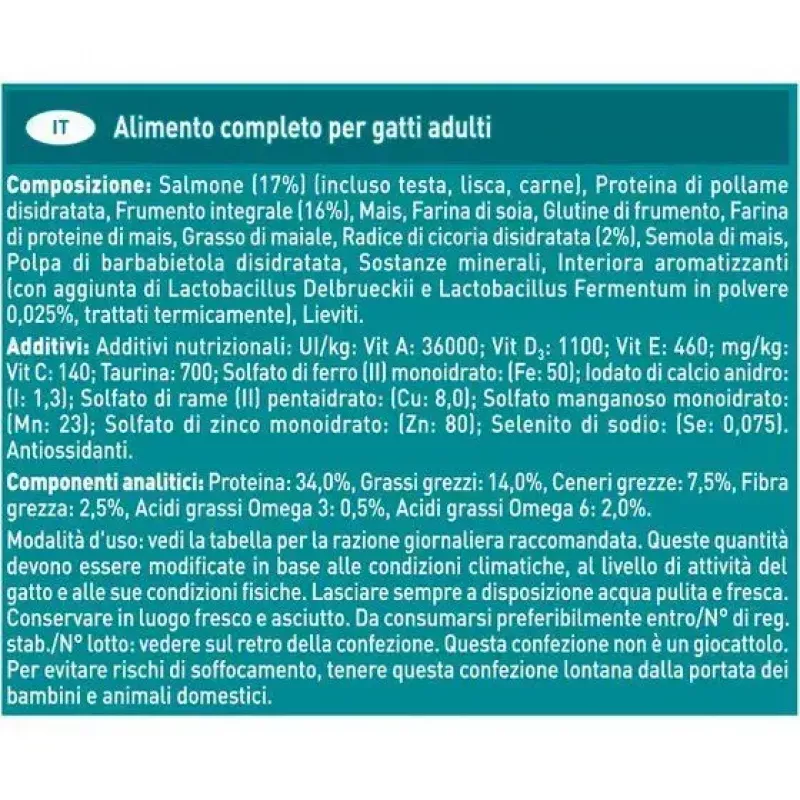 Sausas kačių maistas Purina Nestlé PURINA One 12430964, suaugusioms katėms, su lašiša, 9,75 kg, baltymai 34%, riebalai 14%