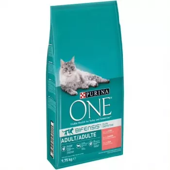 Sausas kačių maistas Purina Nestlé PURINA One 12430964, suaugusioms katėms, su lašiša, 9,75 kg, baltymai 34%, riebalai 14%
