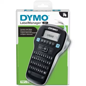 DYMO LabelManager 160 etikečių spausdintuvas | Nešiojamas etikečių spausdintuvas su QWERTY klaviatūra | Komplekte juoda ir balta D1 etikečių juosta (12 mm) | Namams ir biurui