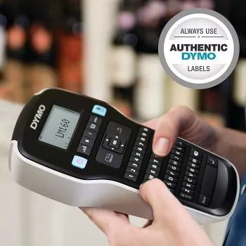 DYMO LabelManager 160 etikečių spausdintuvas | Nešiojamas etikečių spausdintuvas su QWERTY klaviatūra | Komplekte juoda ir balta D1 etikečių juosta (12 mm) | Namams ir biurui