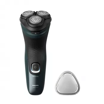 Elektrinis barzdaskutė Philips 3000X Series X3052/00 — rotacinė 3 galvučių, tinkamas naudoti šlapiai ir sausai, NiMH baterija, 45 min veikimo laikas, kirpimo mašinėlė, juoda/žalia