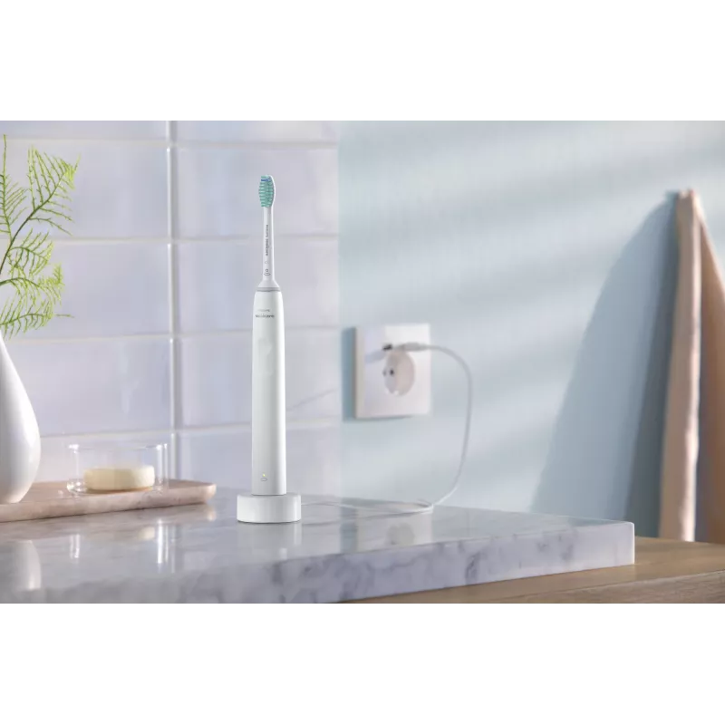 Soninis dantų šepetėlis Philips 3100 serija HX3671/13 — soninis, 31 000 jud./min., slėgio jutiklis, Li‑Ion, įmontuota baterija, 1 šepetėlio galvutė, baltas