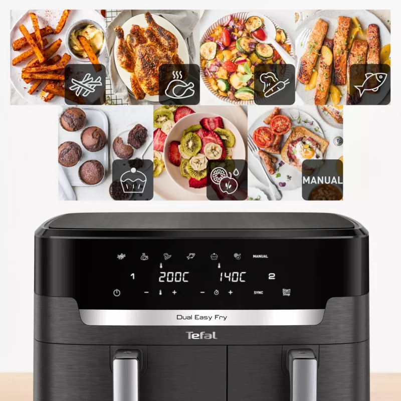 Tefal Easy Fry Dual XXL EY942HE0 gruzdintuvė Dviguba 11 L Atskira 2020 W Karšto oro gruzdintuvė Pilka