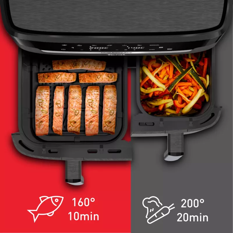 Tefal Easy Fry Dual XXL EY942HE0 gruzdintuvė Dviguba 11 L Atskira 2020 W Karšto oro gruzdintuvė Pilka
