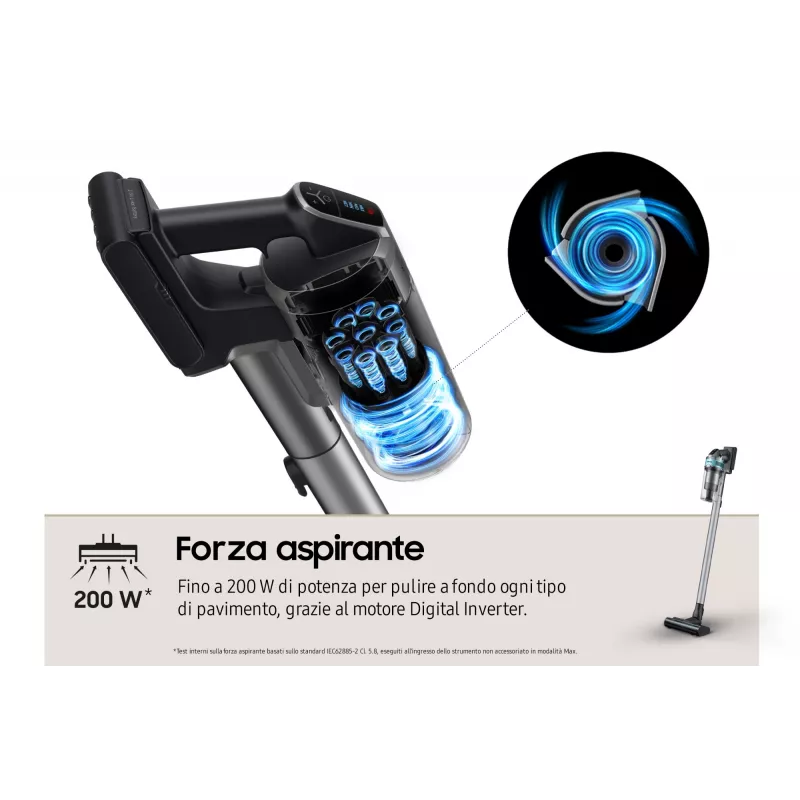 Samsung VS20B75AGR1 2-in-1 stick vacuum baterija Dry Bagless 550 W Juoda, Mint colour