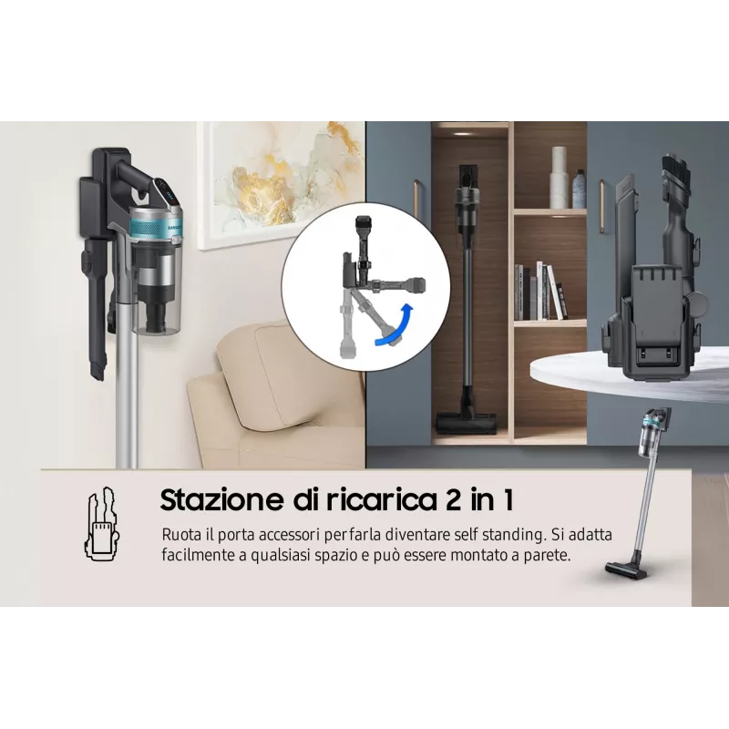 Samsung VS20B75AGR1 2-in-1 stick vacuum baterija Dry Bagless 550 W Juoda, Mint colour