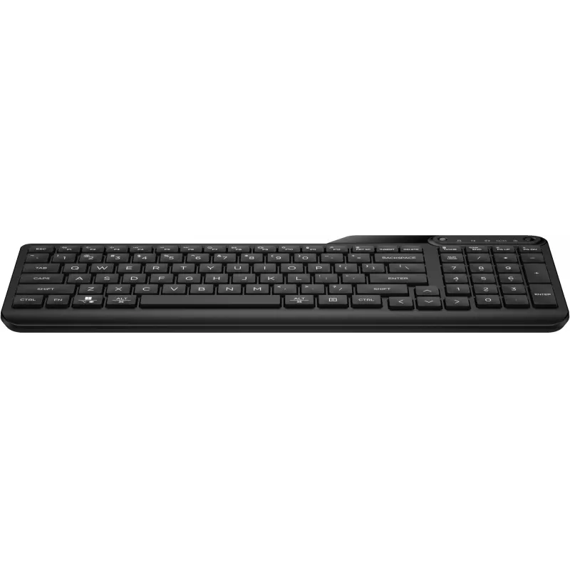 Belaidė klaviatūra HP 475 Dual-Mode — viso dydžio QWERTY, RF + Bluetooth 5.3, skaitmenų klaviatūra, juoda, 376×153×19 mm