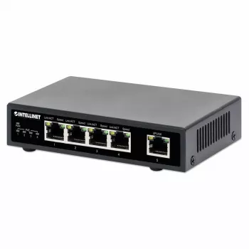 Intellinet 5 prievadų Gigabit Ethernet PoE+ komutatorius 62W 4 PSE prievadai