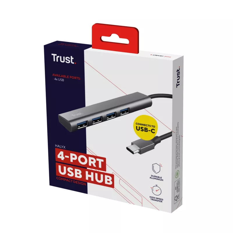 Trust Halyx USB 3.2 Gen 1 (3.1 Gen 1) Type-A 5 Mbit/s Pilka