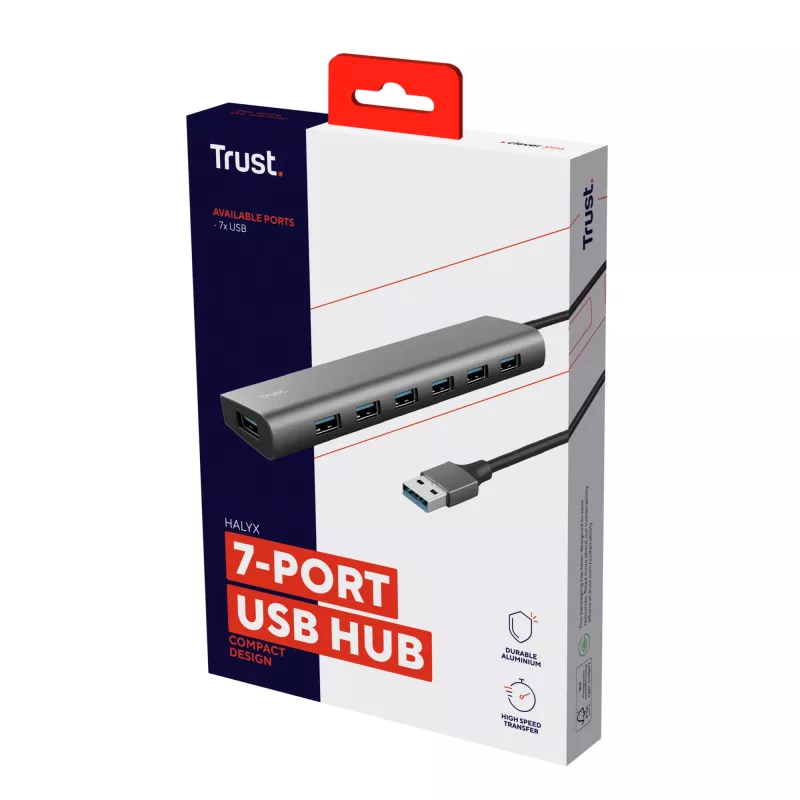 Trust Halyx USB 3.2 Gen 1 (3.1 Gen 1) Type-A 5000 Mbit/s Sidabrinis